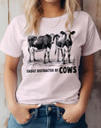 Easily Distracted By Cows, Farm Graphic Tee