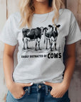 Easily Distracted By Cows, Farm Graphic Tee