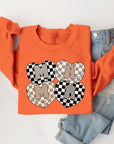 Mama Hearts Checker Graphic Fleece Sweatshirts