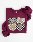 Mama Hearts Checker Graphic Fleece Sweatshirts