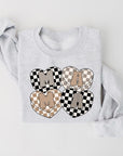 Mama Hearts Checker Graphic Fleece Sweatshirts