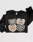 Mama Hearts Checker Graphic Fleece Sweatshirts