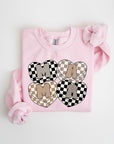 Mama Hearts Checker Graphic Fleece Sweatshirts