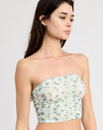 Emory Park Floral Print Shirred Tube Top