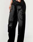 Athina Black Washed Out Cargo Pants