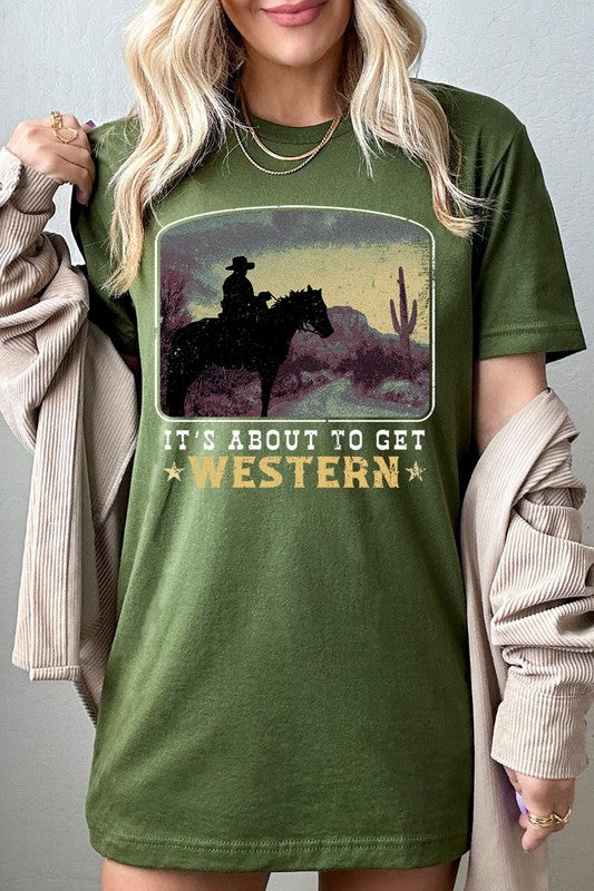 Its About To Get Western Cowboy Graphic T Shirts