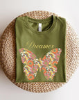 Dream Floral Butterfly Graphic T Shirts