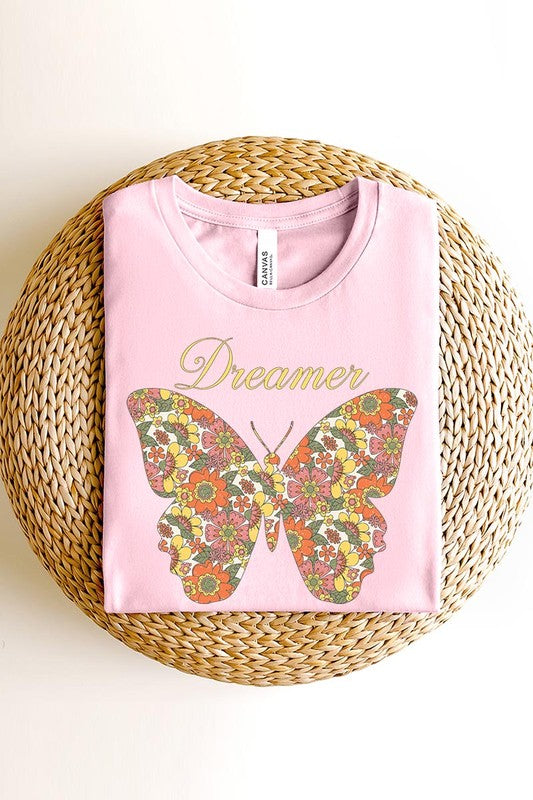 Dream Floral Butterfly Graphic T Shirts