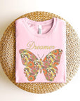 Dream Floral Butterfly Graphic T Shirts