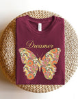 Dream Floral Butterfly Graphic T Shirts