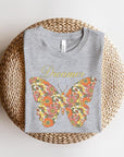 Dream Floral Butterfly Graphic T Shirts