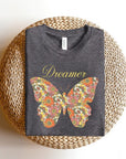 Dream Floral Butterfly Graphic T Shirts