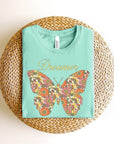 Dream Floral Butterfly Graphic T Shirts