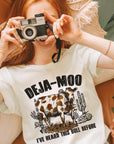 Deja Moo Bull Western Cow Graphic T Shirts