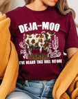 Deja Moo Bull Western Cow Graphic T Shirts