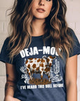 Deja Moo Bull Western Cow Graphic T Shirts