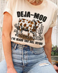 Deja Moo Bull Western Cow Graphic T Shirts