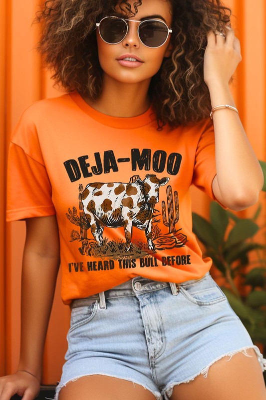 Deja Moo Bull Western Cow Graphic T Shirts