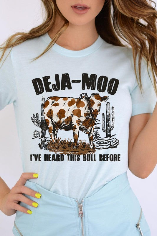 Deja Moo Bull Western Cow Graphic T Shirts