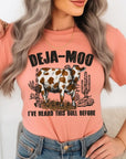 Deja Moo Bull Western Cow Graphic T Shirts