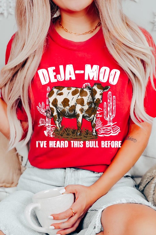 Deja Moo Bull Western Cow Graphic T Shirts