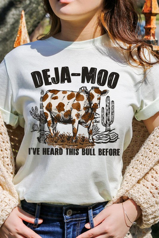 Deja Moo Bull Western Cow Graphic T Shirts