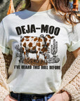 Deja Moo Bull Western Cow Graphic T Shirts