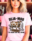 Deja Moo Bull Western Cow Graphic T Shirts