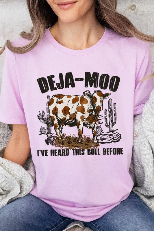 Deja Moo Bull Western Cow Graphic T Shirts