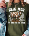 Deja Moo Bull Western Cow Graphic T Shirts