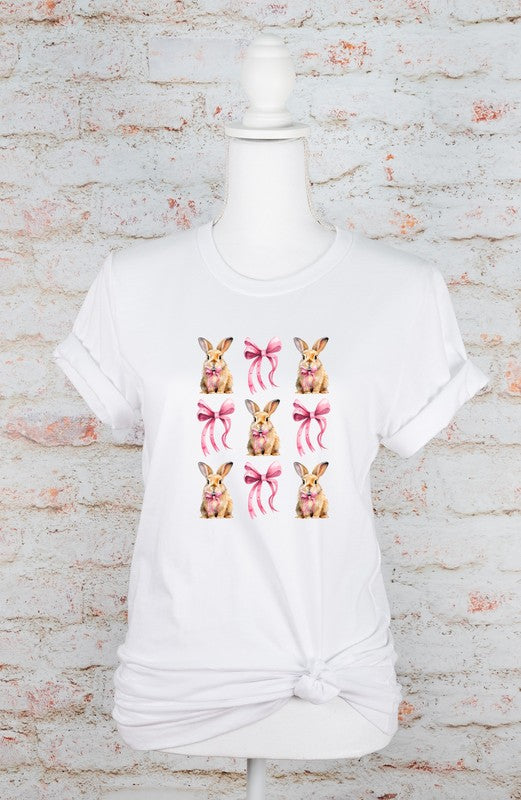 PLUS Easter Bunny Pink Bow Graphic Tee