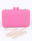 Faux Straw Iconic Box Clutch