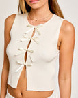 LE LIS Satin Bow Detail Sleeveless Sweater Top