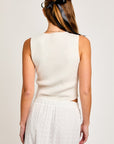 LE LIS Satin Bow Detail Sleeveless Sweater Top