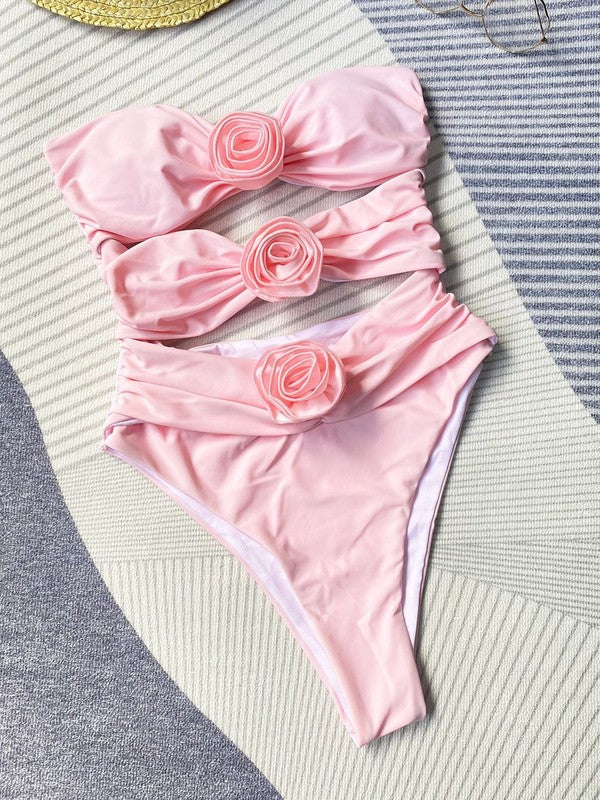 Cutout One Piece Rose Swimsuit