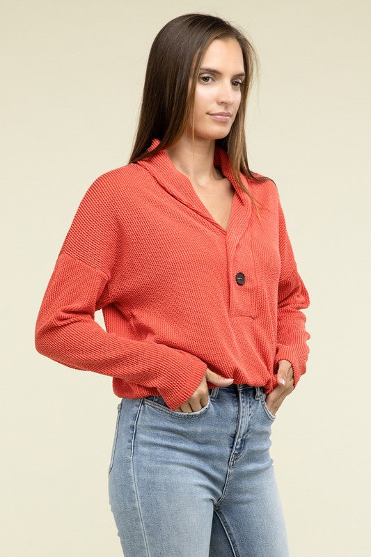 ZENANA Textured Line Elastic Waist Pullover Top