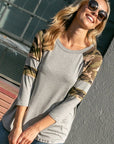 e Luna Camouflage Mixed Baseball Top