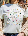 Retro Wildflower Chicken Graphic T Shirts