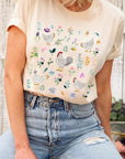 Retro Wildflower Chicken Graphic T Shirts