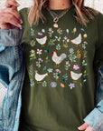 Retro Wildflower Chicken Graphic T Shirts