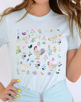 Retro Wildflower Chicken Graphic T Shirts