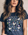 Retro Wildflower Chicken Graphic T Shirts