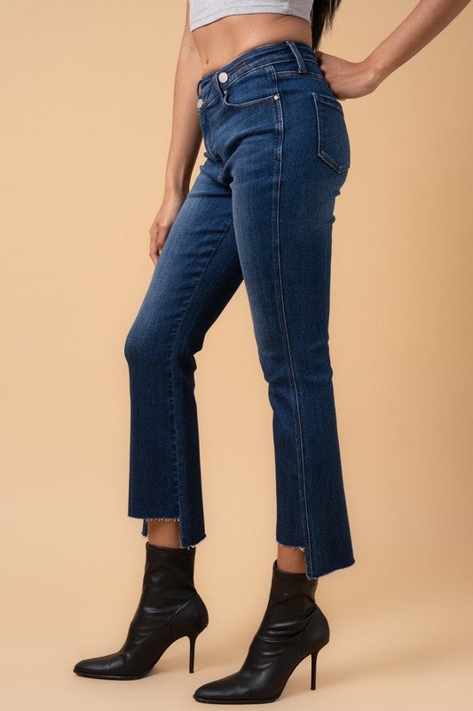 Insane Gene Crossover Step Hem Crop Boot Cut Jeans