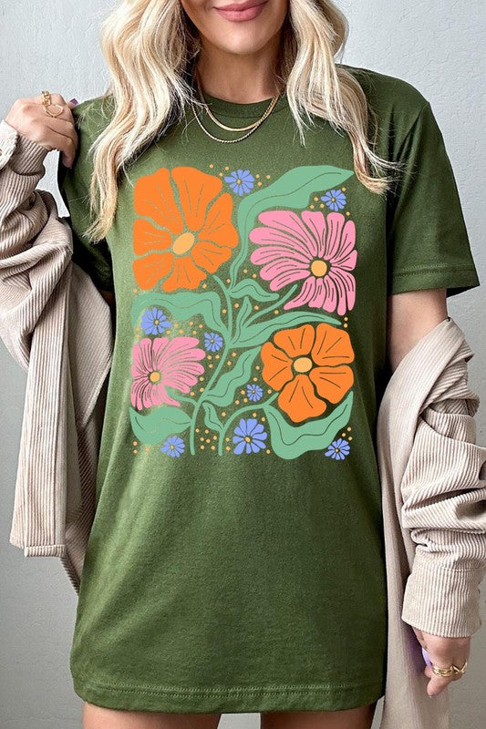 Boho Floral Spring Flowers Graphic T Shirts