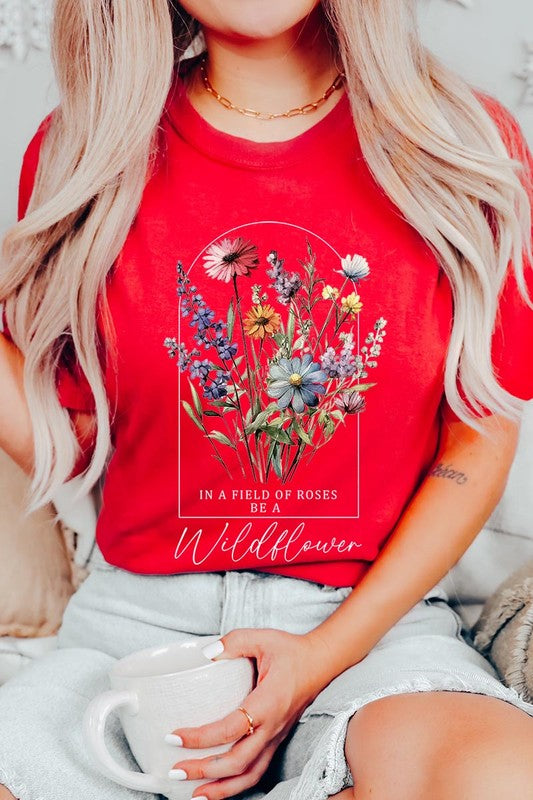 Roses Wildflower Floral Meadow Graphic T Shirts