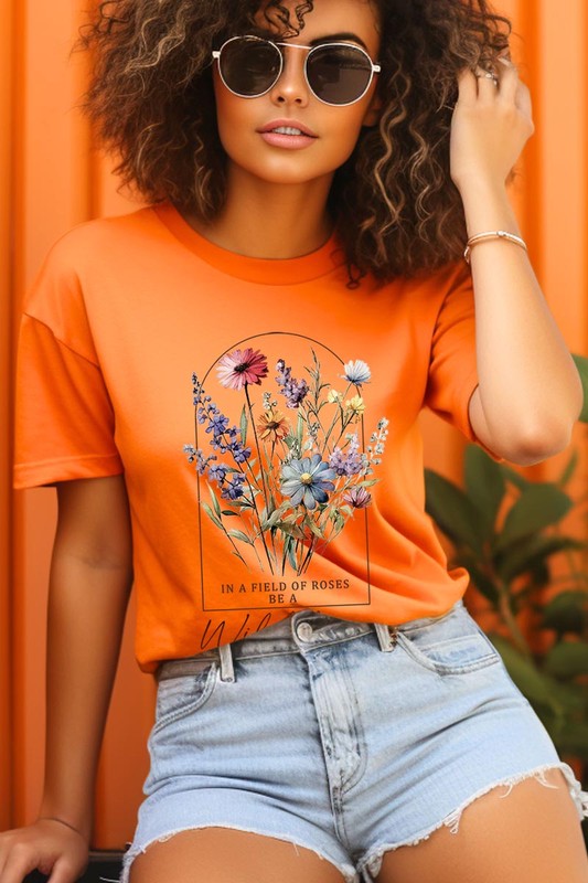 Roses Wildflower Floral Meadow Graphic T Shirts