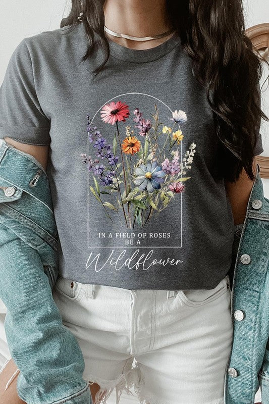 Roses Wildflower Floral Meadow Graphic T Shirts