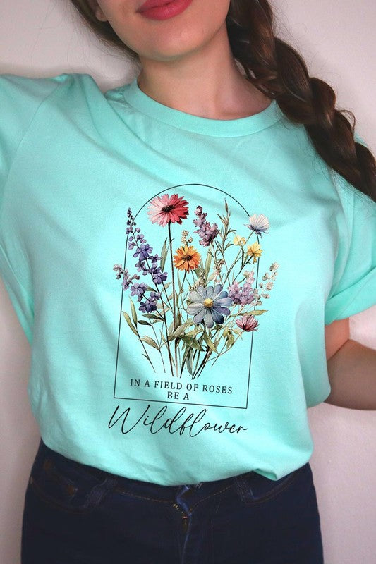 Roses Wildflower Floral Meadow Graphic T Shirts