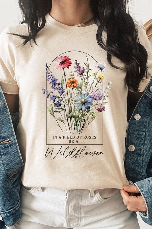 Roses Wildflower Floral Meadow Graphic T Shirts