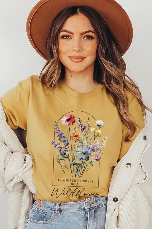 Roses Wildflower Floral Meadow Graphic T Shirts